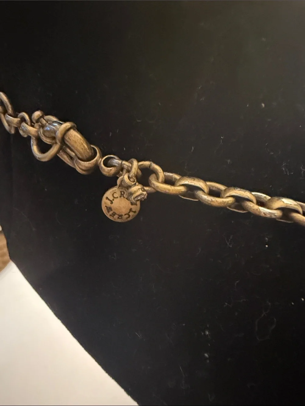 J. Crew vintage Gold-Tone Necklace with Green Teardrops and Pearlescent Accents